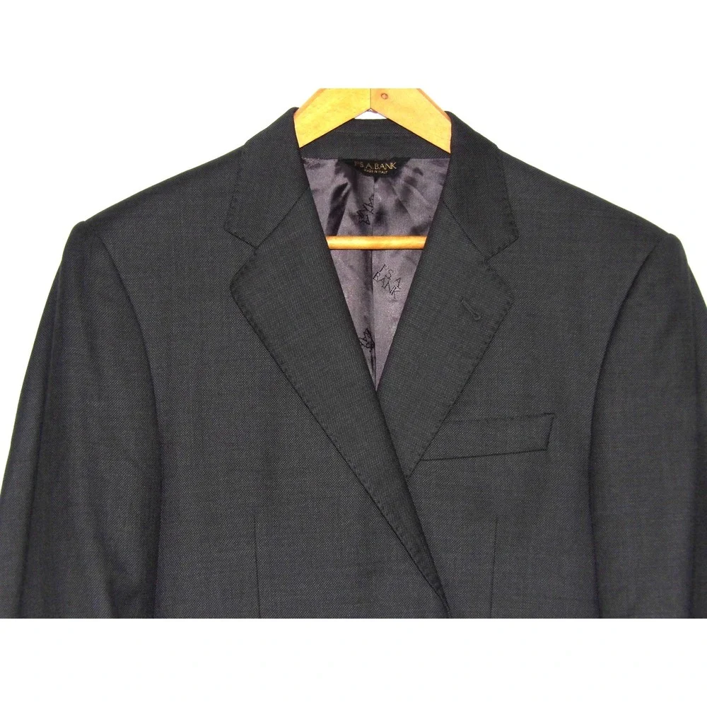 Jos. A. Bank 100% Wool 2 Piece Suit Gray 42R Jacket & 34 X 28 Pleated Pants